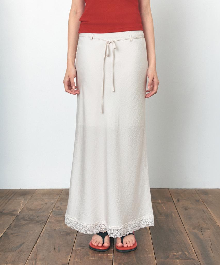 Siyajyu Sist9059 Lace Silky Long Skirt_Cream