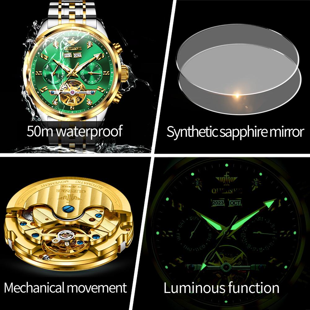 OUPINKE Nové pánské mechanické hodinky multifunkční mechanické hodinky špičkové hodinky