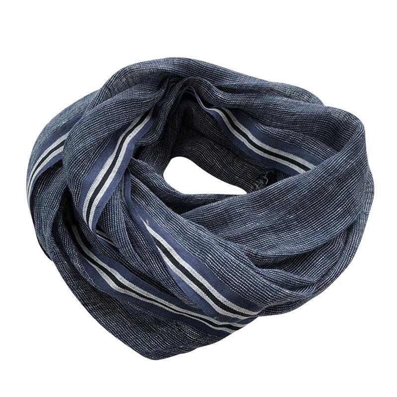 Herre Linskjerf Ensfarget Kantstripe Allsidig Pustende Sjal Casual Råkant Japansk Silkeskjerf Menn