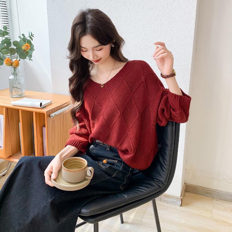 

Mocana Women s V-Neck Long-Sleeve Knitted Sweater One Size