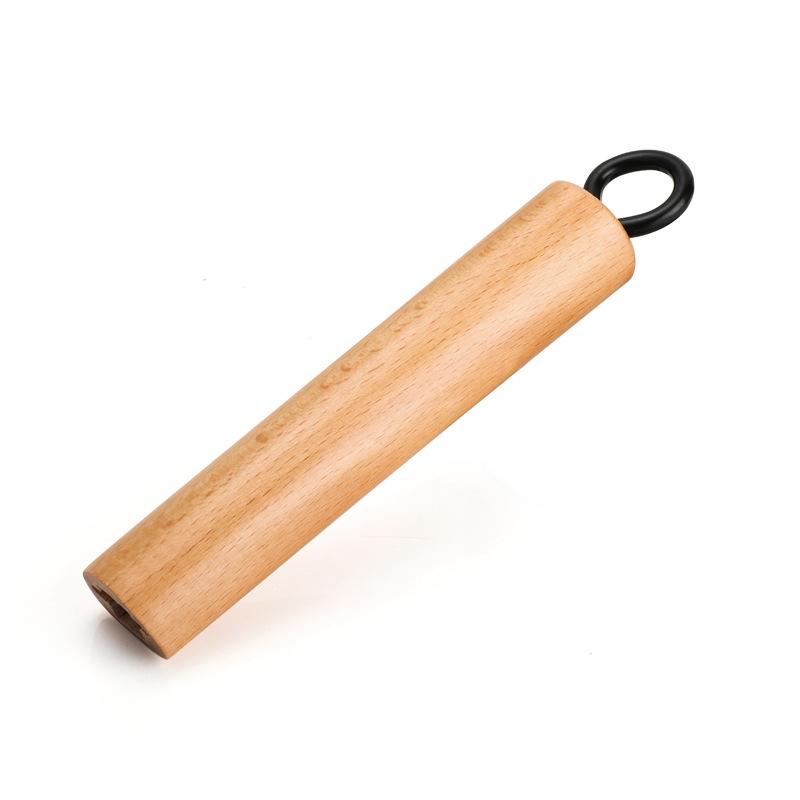 

Wok and Skillet with Detachable Beechwood Handle - Khaki Non-Stick Pan, Heat-Resistant Wooden Grip