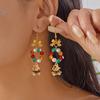 Festive Holiday Dangle Earrings With Floral Bead Accents Nickel Free Alloy Lightweight Elegant Design