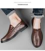 Men's 2025 New Genuine Leather Slip-On Casual Black Shoes - Breathable and Business-Ready