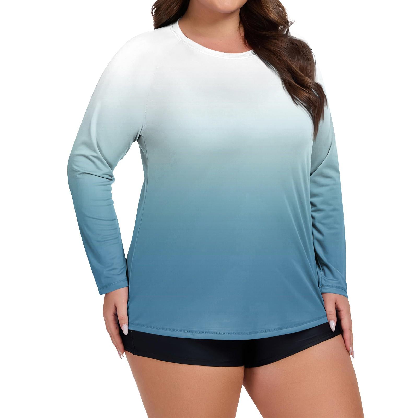 

Женский купальник с длинным рукавом большого размера с принтом, солнцезащитная куртка, быстросохнущий топ для хайкинга L