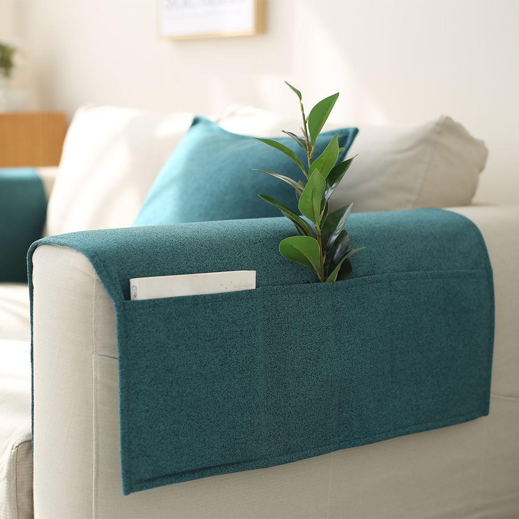 

Хлопково-льняная ткань, подушка-подлокотник для хранения, противоскользящая, пыленепроницаемая, простой карман для хранения, универсальный чехол для подлокотника дивана на четыре сезона, ткань 40x110cm 2 bags