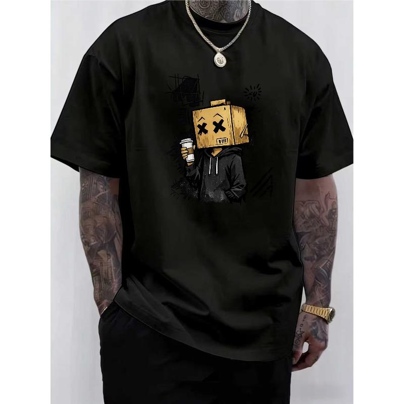 

European Size Trendy Fashion Graffiti Casual Street Short-Sleeve T-Shirt- Soft, Medium-Stretch Polyester Blend Fabric, Crew Neck Short-Sleeve 4XL