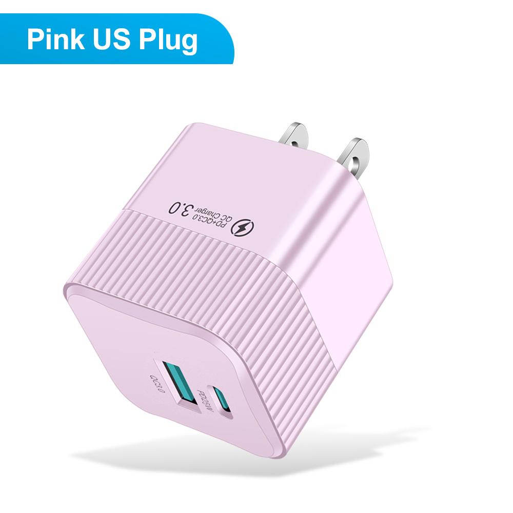 2 Ports PD 25W USB C Fast Charger KR EU US Mini Travel Plug Phone Fast Charging Adapter for iPhone 15 Pro Max Oneplus