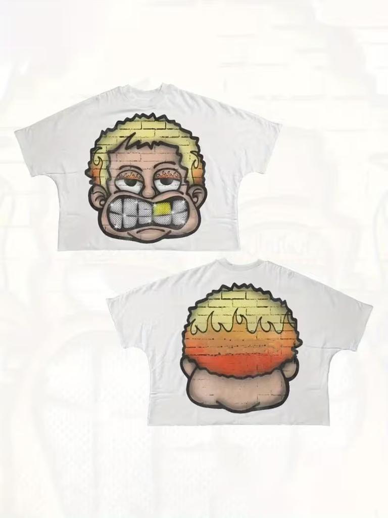 New For 2026 Printed Crewneck Graffiti Tshirts 90s Retro Cropped Tops Y2k Grunge Style And 2000sstyle Topsunisex
