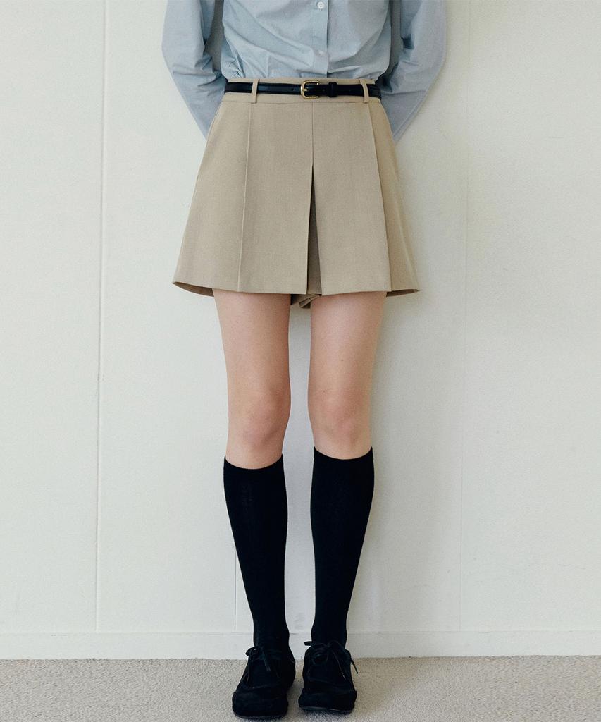 Roeil Formal Pleated Skirt Pants - Beige