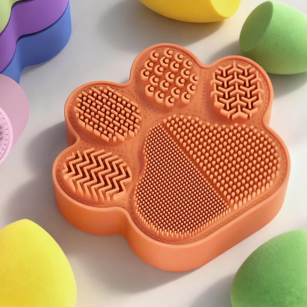 2-in-1 Makeup Brush Holder Silicone Textured Makeup Brush Cleaning Mat with Drying Holder