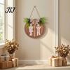 Wooden Hanging Sign for Home Restroom Sign, Men's And Women's Toilet Bathroom Wall Gender Neutral Round Rustic Farmhouse Plaque Washroom Decor