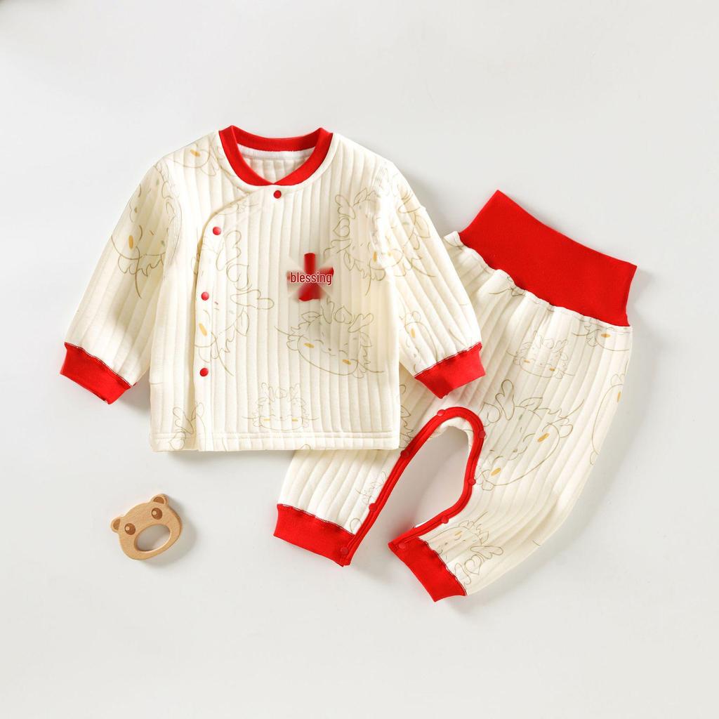 Newborn Quilted Winter Warm Set: Two-Piece Snap Crotch Baby Clothes for Autumn/Spring