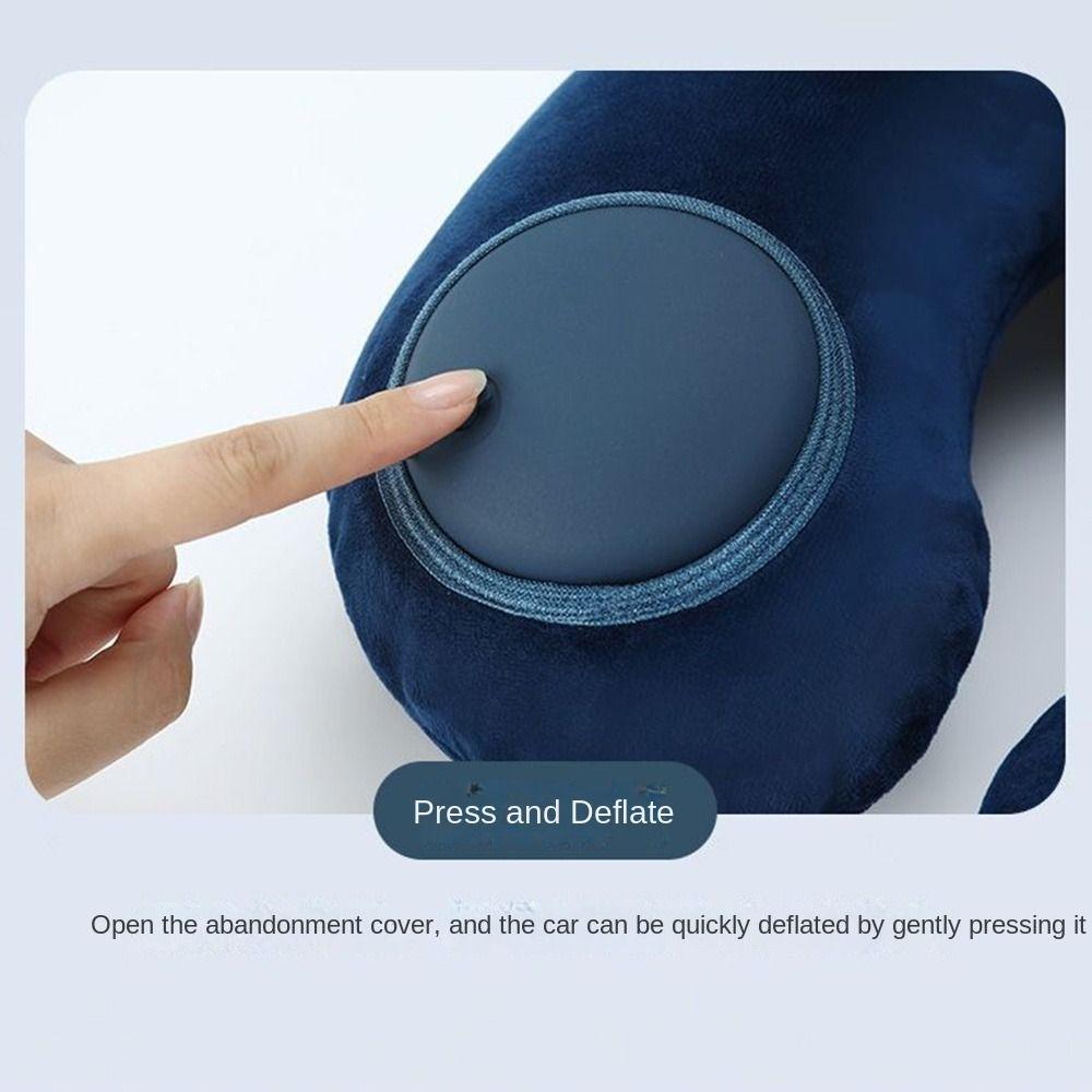 U-Shaped Inflatable Travel Pillow Hand Pressing Neckrest Pad Convenient Neck Support Cushion Car