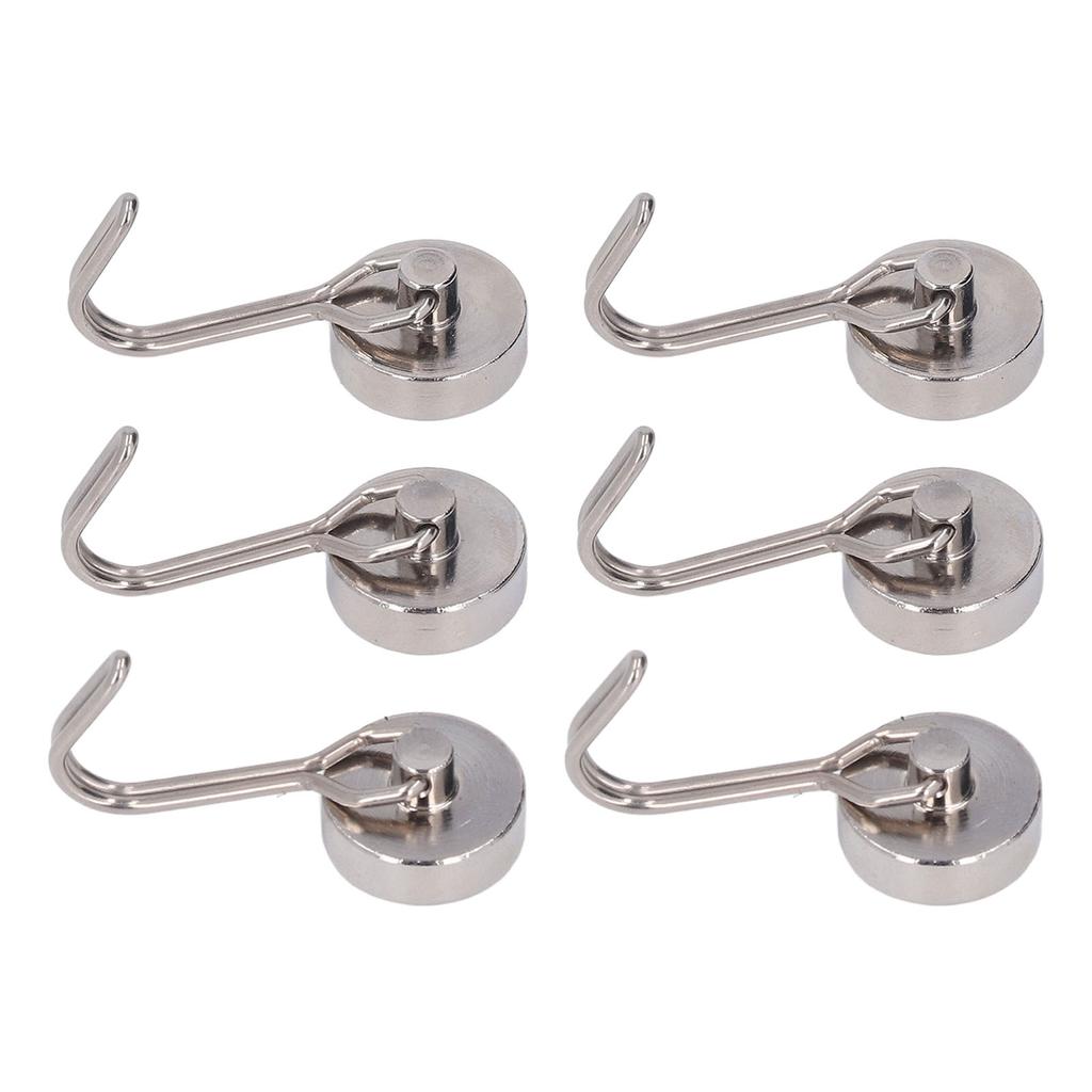 6 Stück Magnethaken 180 Grad Drehung 0?8kg Starker Neodym-Magnet für Kühlschrank Zuhause Nickelfarben