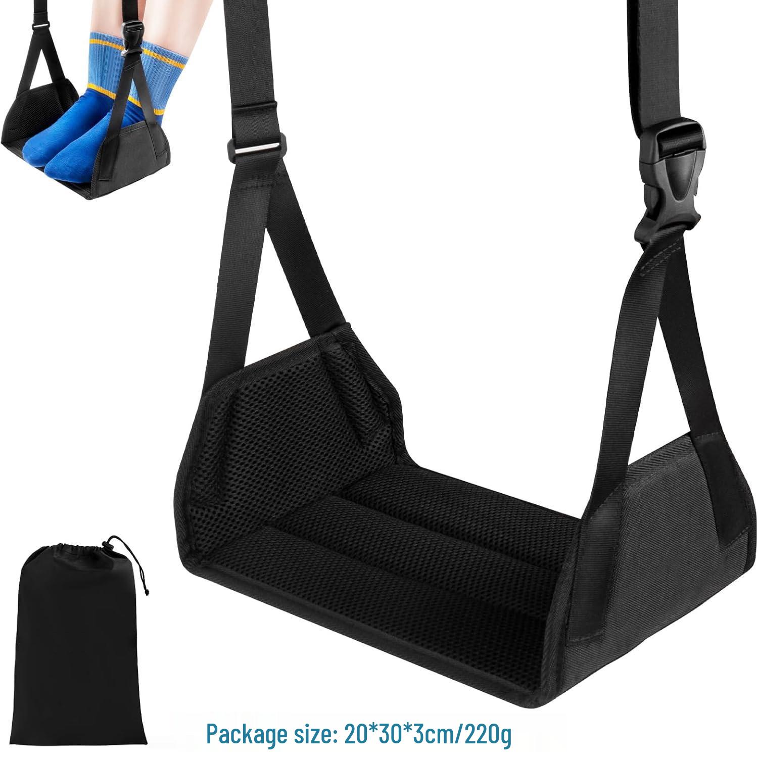 

Portable Hanging Footrest Hammock for Airplane, Train, and Car Travel