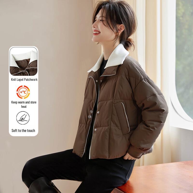 Women s Elegant Lapel Padded Winter Coat M