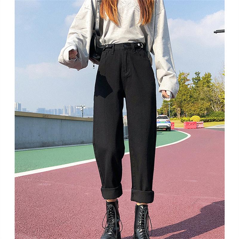 2022 Winter Korean stytle Fashion Warm Womens High Waist Casual Comfort Warm Jeans Loose Denim Harajuku Streetwear straight Pant