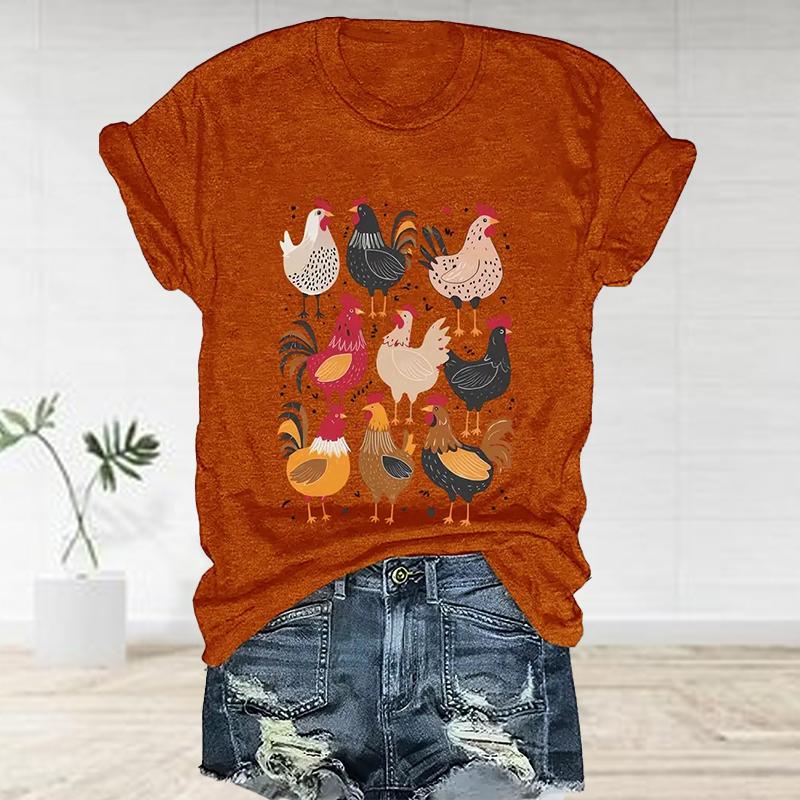 Women Summer T Shirt  Print Adorable Animal Graffiti Short Sleeve Tees Casual   Printed  Tops