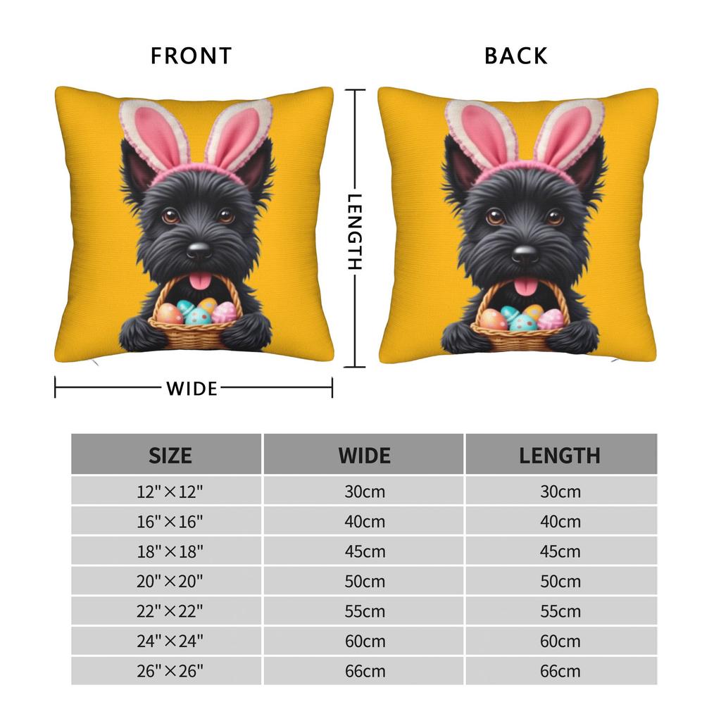 Bunny Ear Cute Scottish Terrier Dog Easter Eggs Pillow Cover Fashion Pillow Case For Office Car Home Decor Custom Pillowcases