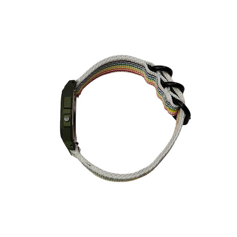CASIO Customized watch modified series silver resin case life waterproof F-91WM-7A modified-Pixel Hongqiao Quartz nylon stra F-91WM-7A