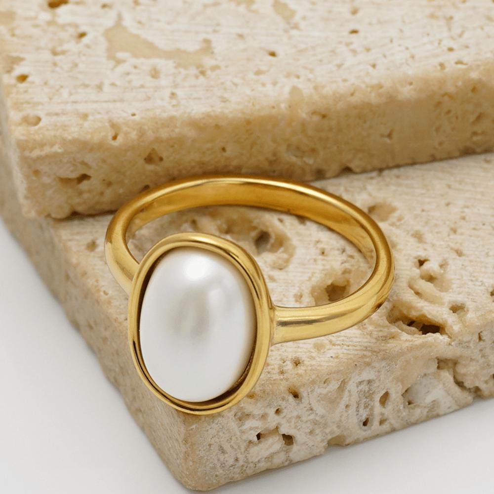 European and American Retro Oval Hemming Ring Simple Bright Gold Thin Ring Commuting Versatile Gentle Temperament Women's Ring