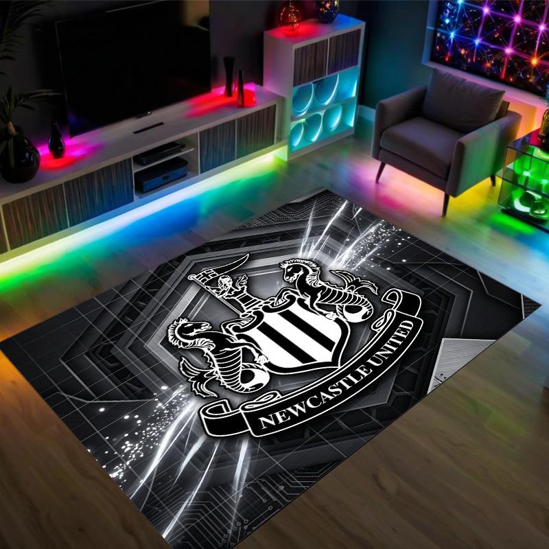 Newcastle United Football Design Crystal Velvet Carpet Cozy Non?Slip Printed Rug For Bedroom Living Room Entrance