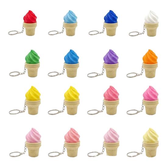 

3D Printed Ice Cream Keychain Stress Relief Ice Cream Cone Sensory Fidget Key Ring Desk Toy Bag Backpack Purse Charm