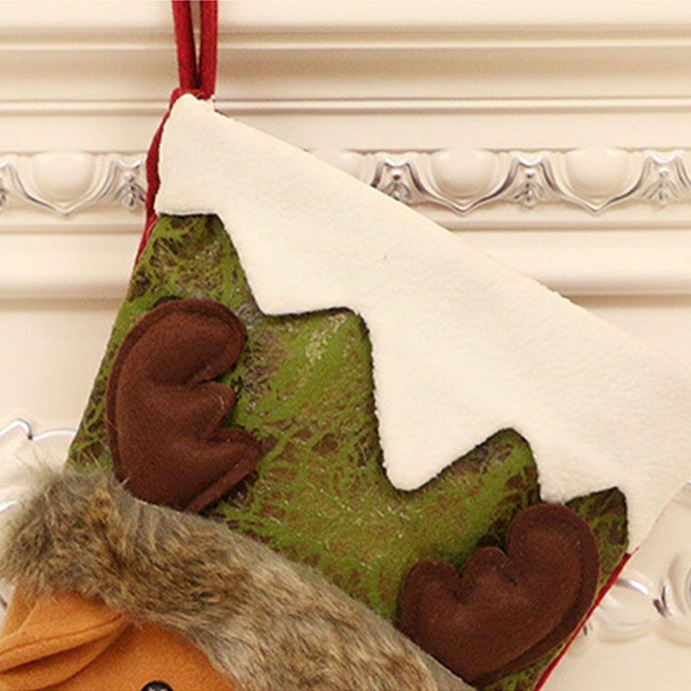3D Christmas Socks Cartoon Christmas Tree Ornaments Rustic Candy Gift Bags Xmas Tree Pendants