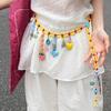 Y2K Dopamine Colored Beaded Waist Chain Hollow Out Bohemian Body Chain Metal Waist Chain  Summer