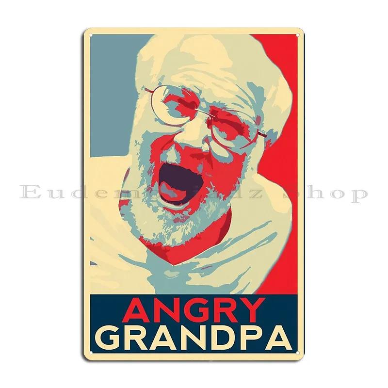 Angry Grandpa Metal Signs Printing Wall Plaque Character Pub Plates Funny Tin Sign Poster