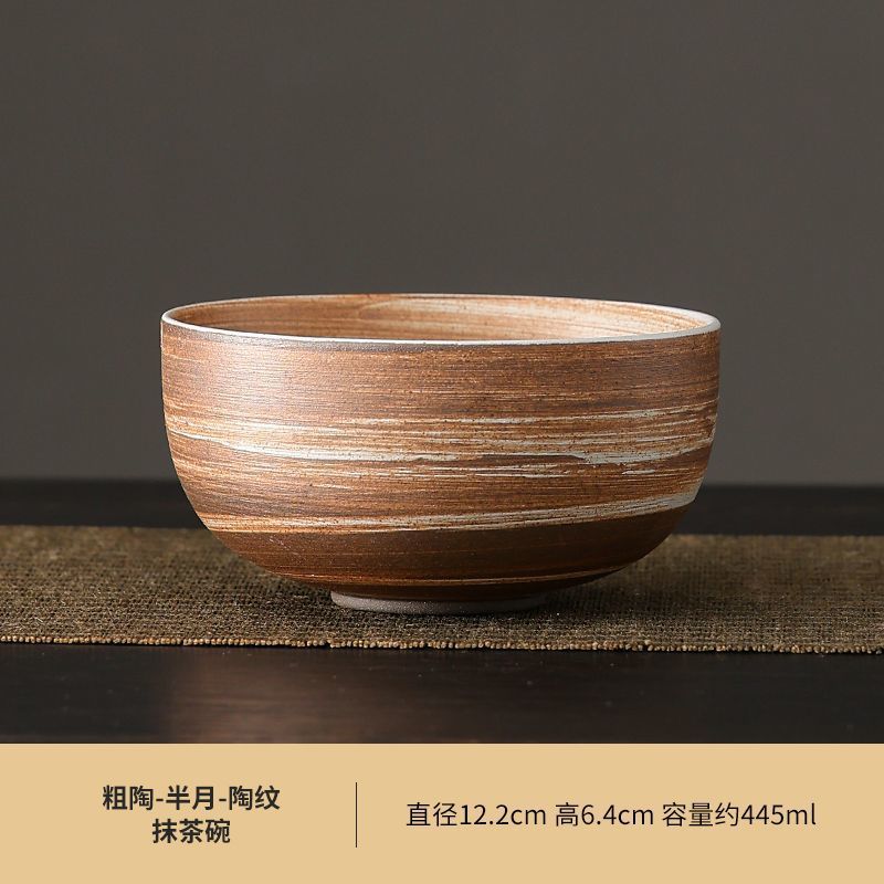 Coarse Pottery Matcha Bowl with Spout Matcha Tool Brush Japanese Tea Bowl Cup Tea Whisk Set Tea Set