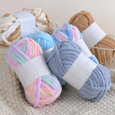 50g Ice Strip Thread Yarn Color Coarse Wool Thread Single Strand Chenille Knitting Yarn Handmade Diy Crochet Slippers Bib Scarf