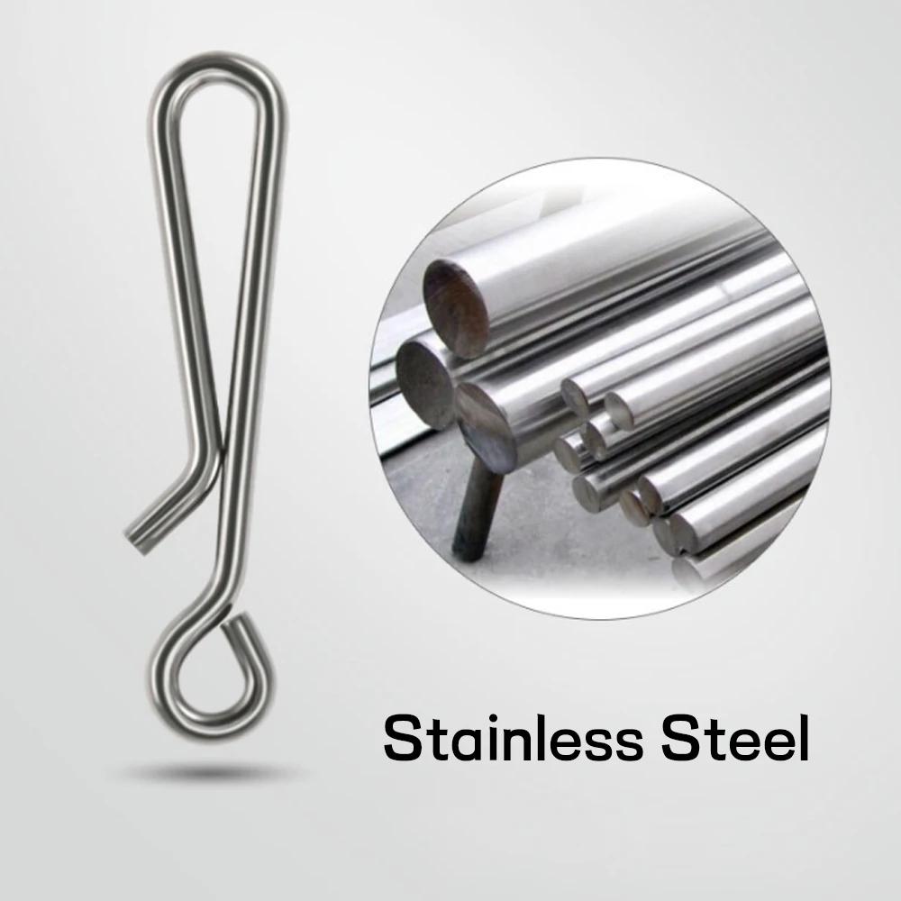 50PCS Saltwater Fishing Stainless Steel Open Eye Hangling Snap Quick Change Pin For Hook Lure Connector Fishing Accessories