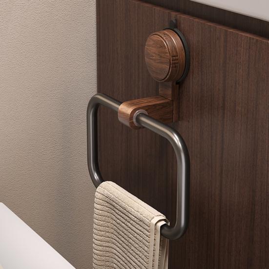 Hanging Towel Rack Suction Cup Design Strong Load-bearing Simple Installation Bathroom Wall Mount Hand Towel Holder