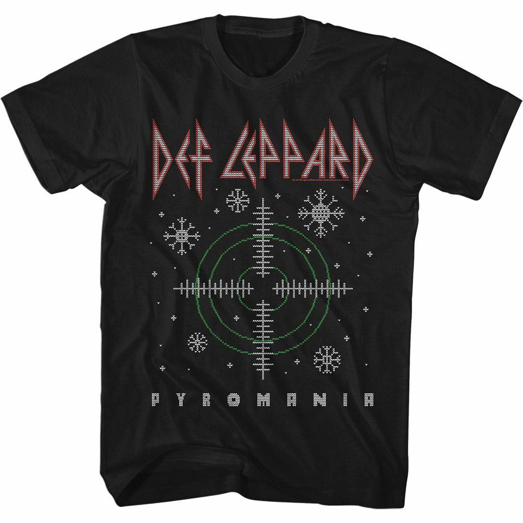 Def Leppard Pyro Christmas Black Adult T-Shirt S