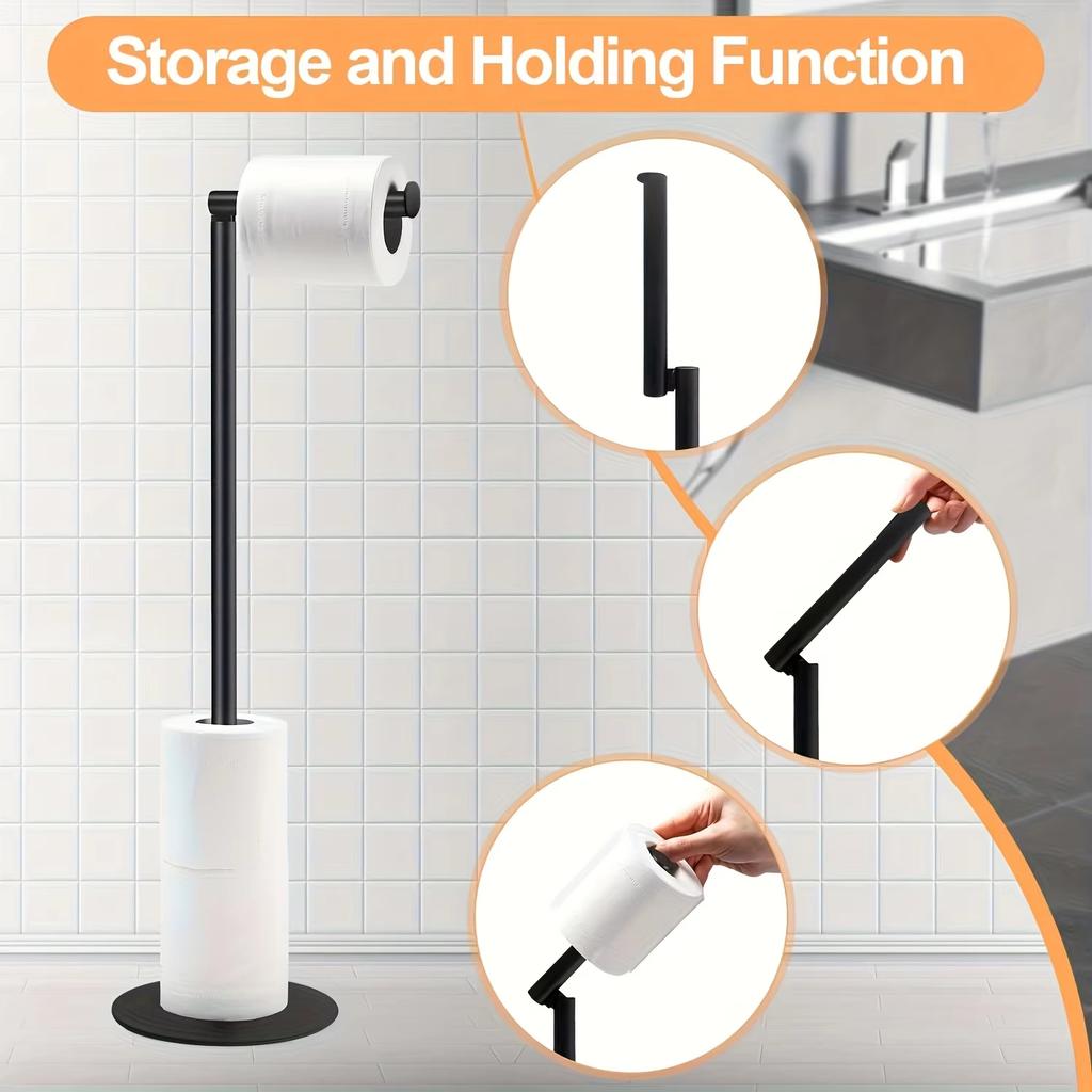 Toilet Paper Holder Bathroom Stand - Modern Stainless Steel Rustproof Freestanding Tissue Roll Rack Home Supplies