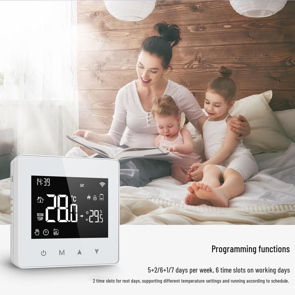 Graffiti Smart Thermostat with ZigBee/WiFi, LCD, Programmable for Water/Gas Boiler, Mobile Remote Access