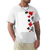 Gray Background With Polygonal Playing Cards Symbols Tshirt Casual Minimalist Short Sleeve Top