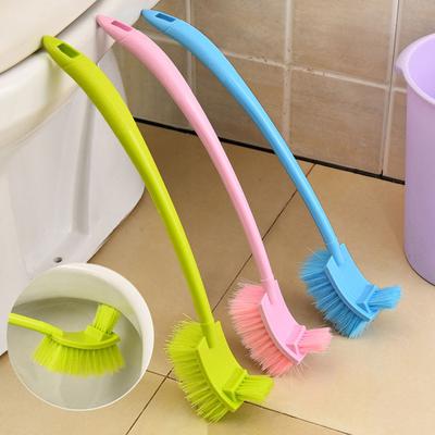 Cleaning Toilet Brush Plastic Long Handle Double-Sided Dead Corner Cleaning Brush Soft Bristled Toilet Brush Floor Seam Brush