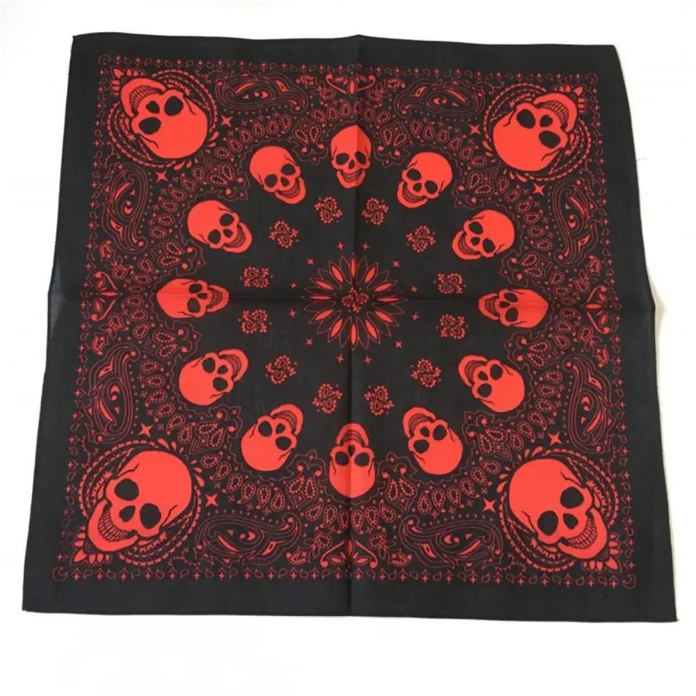 

Хип-хоп платок с узором из черепов и кешью, защита от солнца, ветрозащитный, квадратное полотенце из хлопка, 100% хлопковый материал, пестрый шарф, женский