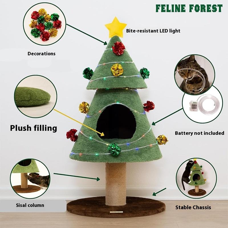 Christmas tree cat climbing frame cat litter integrated sisal cat scratching column resistant to scratching crumbs