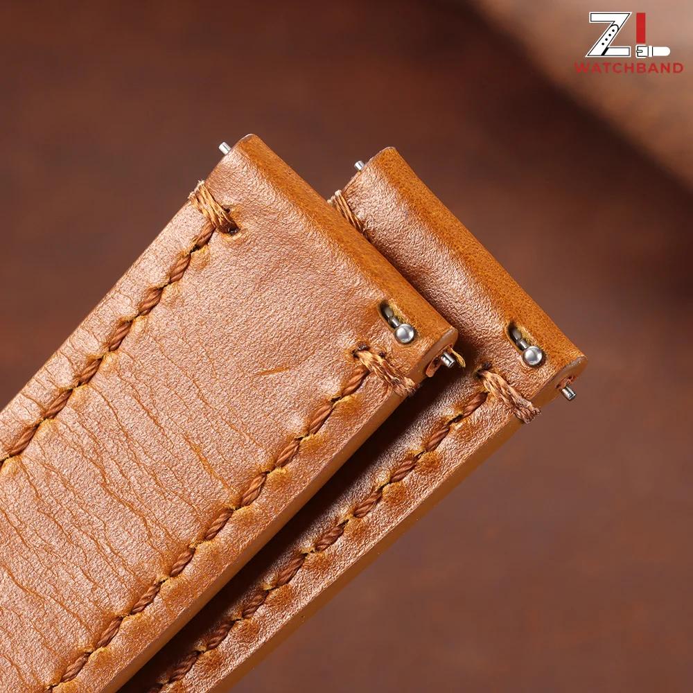 Oil Wax Leather Watch Band 20mm 22mm for Omega Universal Calfskin Quick Release Vintage Genuine Leather Business Wrist Strap