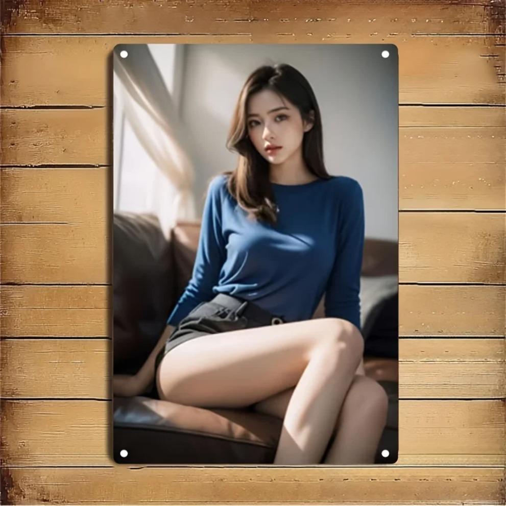 Elegancka Kobieta Metalowa Sztuka Ścienna Nowoczesny Wystrój Domowego Biura Brązowy Minimalistyczny Znak z Elementami Montażowymi