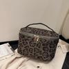 Vintage Große Kosmetiktasche Leopardenmuster Mehrere Fächer Make-up-Tasche Kunstwildleder Kulturbeutel Reise