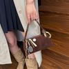 Frosted Vintage Boston Niche Design Premium Commuter Suede Small Bag Crossbody Bag Versatile Pillow Bag