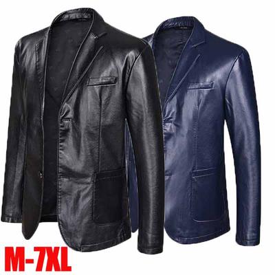 Große Größe 7XL Lederanzug Lose Revers Lederjacke Herren Plus Size Leder Casual Anzugjacke