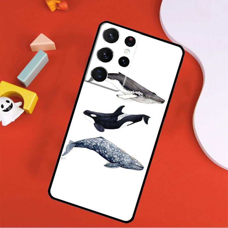 Shark and Killer Whale Phone Case For Samsung Galaxy S25 Ultra S9 S10 S20 S21 FE S22 S23 S24 Plus S24 Ultra Cover