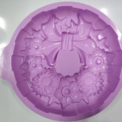 Teglia da forno in silicone per torte, a forma di fiore grande, con fiocco singolo, buon compleanno e Natale