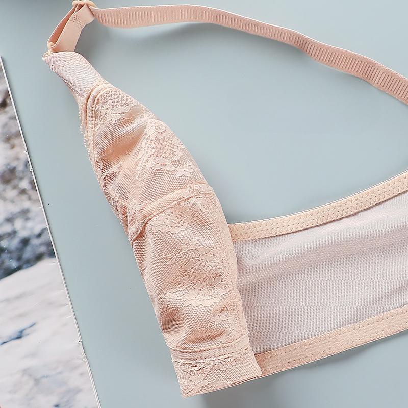 Women's Large Size Bra Sexy Full Cup Lace Wireless Bralette Transparent Push Up Underwear