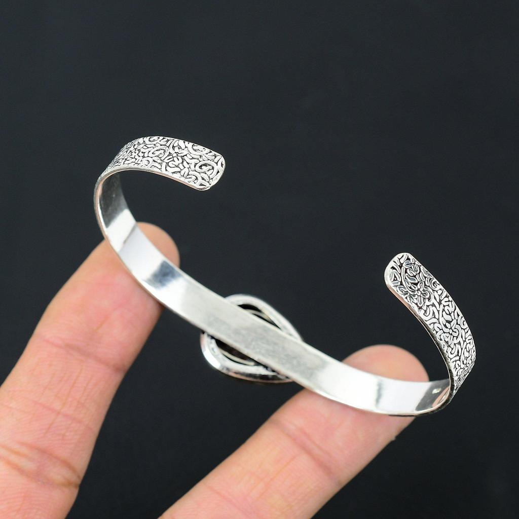 Coffee Bean Jasper Gemstone 925 Silver Wedding Artisan Birthday Bangle Jewelry